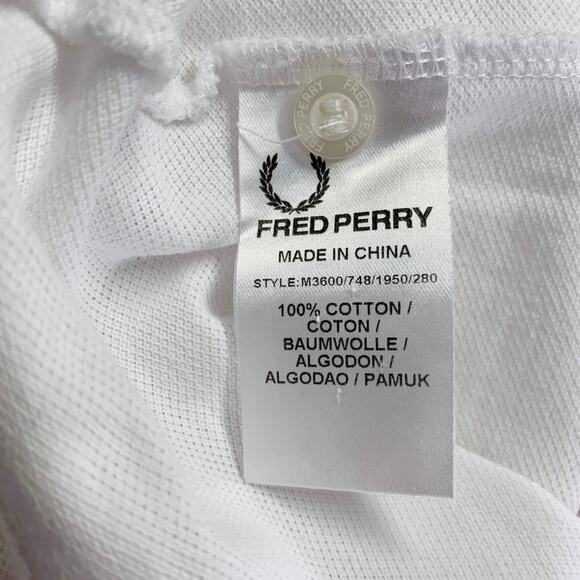 FRED PERRY Size S White Red Black Cotton Slim Fit Contrast Trim Polo - Picture 8 of 9